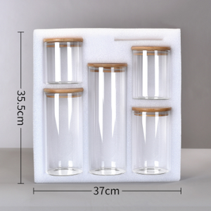 IFAN nắp tre cao Borosilicate thủy tinh kín Jar thiết lập với năng lực khác nhau để lưu trữ các loại ngũ cốc và ngũ cốc - Product Image 1