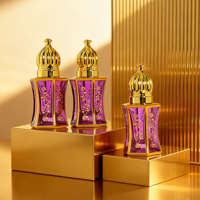 Flacon de luxe arabe de 8 ml en verre hexagonal mat électroplaqué pour huile essentielle, avec bouchon à vis, idéal pour l'attar.