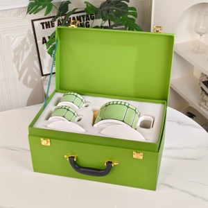 Exquisite Luxury Eco-Friendly Green Bone China <b>Tea</b> <b>Set</b> with European Coffee Pot Stocked - Product Image 3
