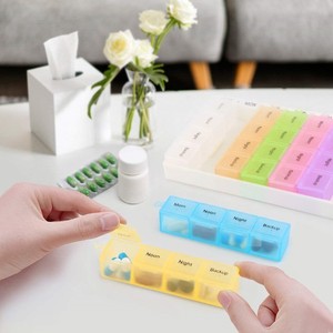 Pastillero de plástico semanal de <span class=keywords><strong>7</strong></span> días al por mayor con 28 compartimentos para organizar y almacenar pastillas - Product Image 6