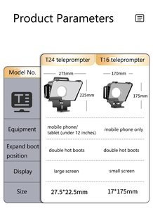 Teleprompter Pieghevole Portatile per Fotocamera DSLR, Tablet e Smartphone con Telecomando - Product Image 2
