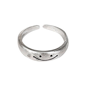 Anillo de Plata de Ley S925 de Alta Gama con Diseño de Cara Sonriente, Corte Ovalado, Estilo Moderno y Elegante - Product Image 5