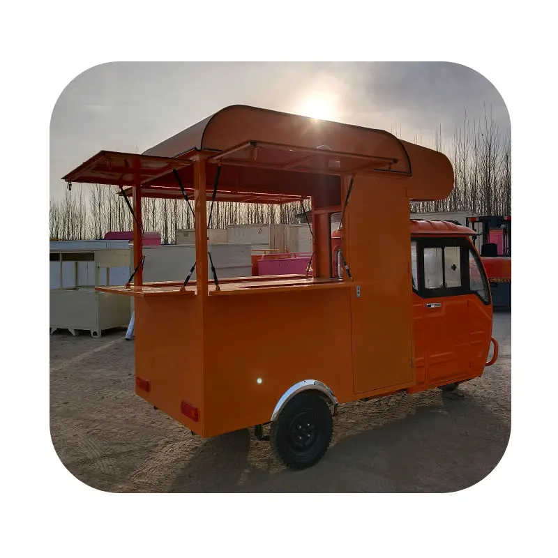 Gourmet Food Truck lạnh uống tráng miệng ba bánh Đường phố thương mại đóng cửa hoàn toàn cab