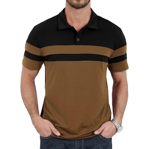 Polo de golf pour homme à rayures colorées, manches courtes, respirant, séchage rapide, tricoté, sport, décontracté - Product Image 3