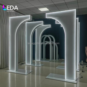 LEDA New Design White Metal Arch Led Wedding <b>Backdrop</b> Aisle Decoration Chandelier Stand Decorative Entrance for Event Decor - Product Image 1