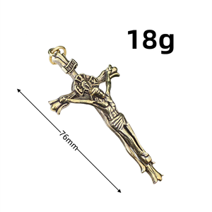 Metall Handwerk Vintage Kupfer Kreuz Anhänger Halskette Schlüssel bund - Product Image 3