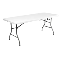 Table pliante en acier avec cadre en plastique HDPE de qualité alimentaire, facile à nettoyer, gain de place, pour extérieur, jardin, patio, pique-nique, camping, restaurant, événement