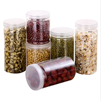 Pot cylindrique à large ouverture en plastique anti-fuite Yolio, couvercle transparent, option couvercle en aluminium, matériau PET, modèle J-001 pour aliments secs et fruits