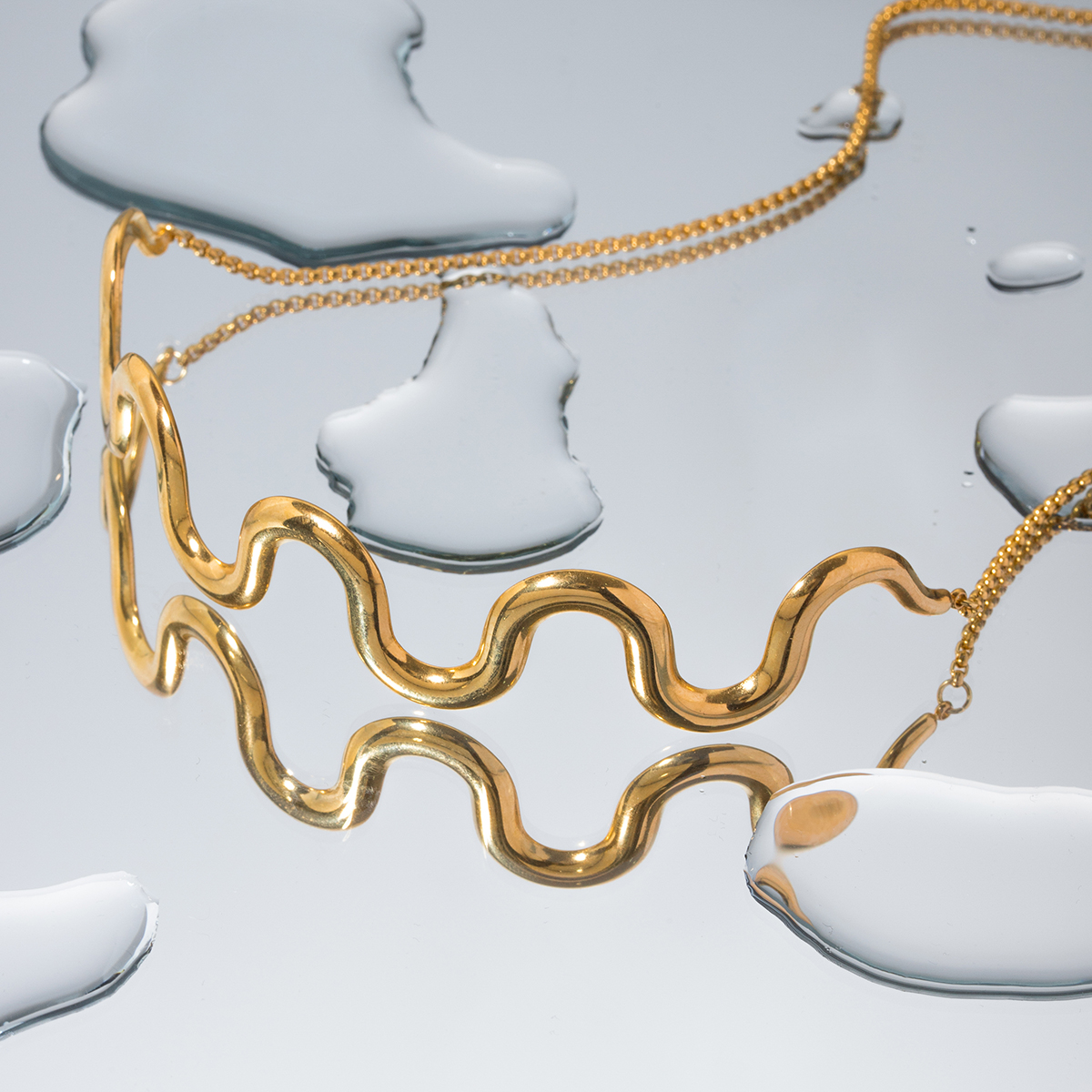 COOLSTEELANDBEYOND Oro Collana Girocollo Choker Statement Dichiarazione Pendente Collana, Grande Tre Strati Barbozzale, Cool, Leggero