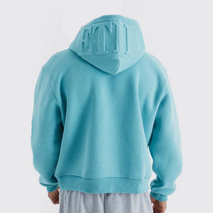 Sweat à capuche d'hiver respirant pour homme, surdimensionné, en coton tricoté 100% haut de gamme, 450 g/m², avec lettres 3D en relief personnalisées - Product Image 1