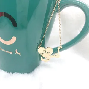 Inspire jewelry Arabic Necklace My Life and My Mom Pendant Stainless Steel Love Heart Necklaces for Mom Women Jewelry gift
