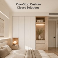Système de dressing mural auto-installable en chêne blanc intelligent pour chambre à coucher, vente en gros, mobilier de chambre en promotion
