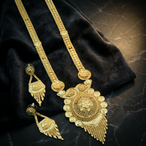 Collares largos de diseño floral tradicional chapados en oro de 14K, 18K, 24K al por mayor, joyería de moda, collares largos de oro micronizado. - Product Image 4