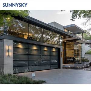 Sunnysky Aluminium Moderne Design Simple Noir Verre Trempé <span class=keywords><strong>Automatique</strong></span> Électrique Étanche <span class=keywords><strong>Sécurité</strong></span> Verre Dépoli <span class=keywords><strong>Porte</strong></span> <span class=keywords><strong>de</strong></span> <span class=keywords><strong>Garage</strong></span> - Product Image 1