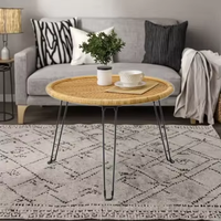 Meubles de haute qualité fabriqués à la main en rotin fer forme ronde café Table en rotin plateau circulaire Table pliable avec trépied en métal