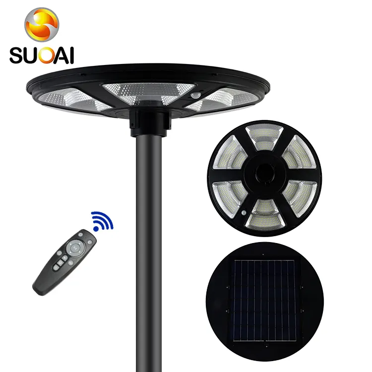 SUOAI Abs Outdoor Ip65 350w Motion Sensor Ufo Solar Garden Post Top Light Led With Outside Decor