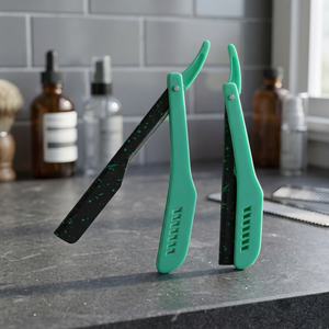 MORGANS INDUSTRIES Green Stainless Steel Handle Stainless Steel <b>Single</b> <b>Blade</b> Face Shaving <b>Razor</b> for Men Hotel & Barber Shop Use - Product Image 1
