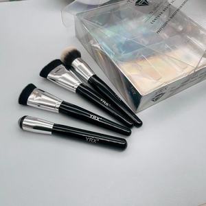 Pinceau de maquillage pour le visage, 4 pièces, pinceau plat pour estomper le fond de teint, manche en bois, poils synthétiques, respectueux de la peau - Product Image 1