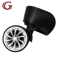 Chariot à roulettes universel au design simple, à rotation libre et réglable, avec frein de blocage pour valise et sac de voyage, roues en PVC
