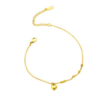 Vente en gros Nouveauté 2026 Tendance Ensemble de bijoux en acier inoxydable 304 avec perles et cœurs, comprenant bracelet de cheville, bracelet et collier, pour femmes, idéal pour cadeaux