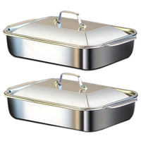 Edelstahl Rechteckige Speisebehälter mit Deckel - Robuster Buffet-Server Dampftisch-Behälter für Catering Restaurant Anti-Klebe-Design