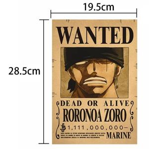 Affiches de recherche de <span class=keywords><strong>Luffy</strong></span> et Zoro des Pirates du <span class=keywords><strong>Chapeau</strong></span> de Paille, lot de 2 affiches 28,5x19 cm, décoration murale de chambre, peintures de dessins animés - Product Image 4