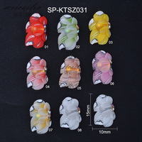 Décorations d'ongles en résine 3D sculptées à la main, fleurs multicolores incrustées de strass, idéales pour le nail art DIY