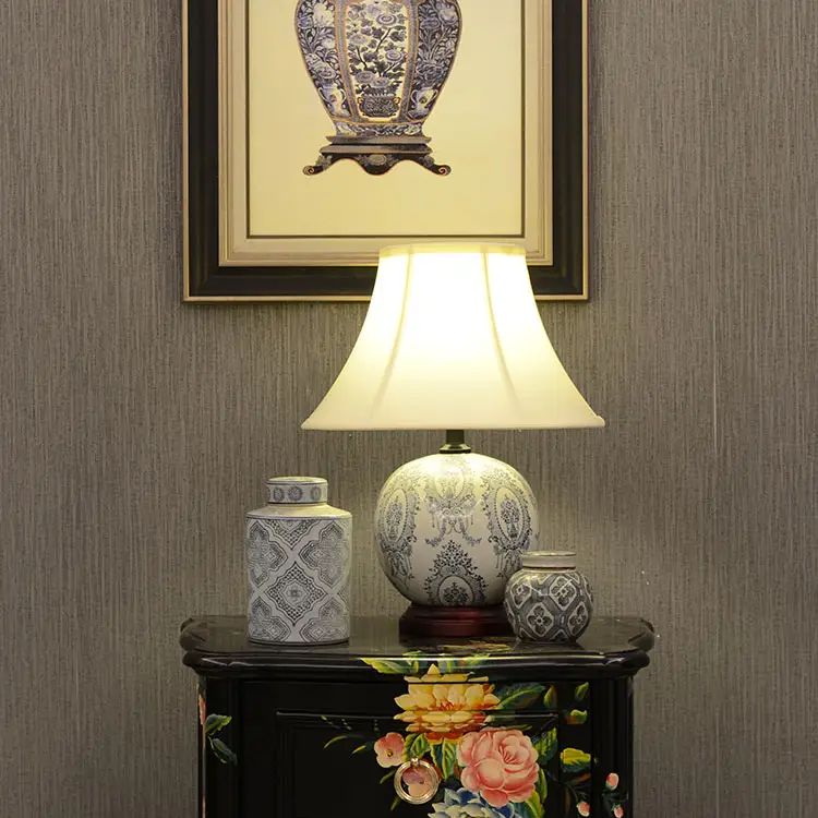 Lampe de table décorative led en céramique, style rétro, personnalisé, pour chambre à coucher, lampe de lecture