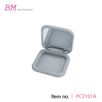 Boîtier compact carré gris clair mat vide pour poudre pressée 72 mm à coins arrondis, étui à blush, emballage cosmétique OEM