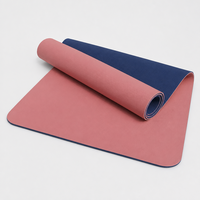 Tapis de yoga TPE bicolore 8 mm antidérapant et écologique avec sac en filet et sangle de transport, vente en gros, logo personnalisé