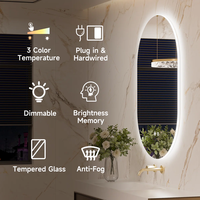 Miroir de salle de bain décoratif de luxe personnalisé tendance avec interrupteur tactile LED, design moderne mural, miroir de douche