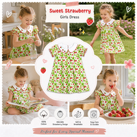 Robe personnalisée pour filles de 2 à 6 ans, imprimé fraises, 100% coton, col Peter Pan brodé, fournie directement par l'usine Puresun