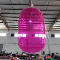 Colonne Elliptique Gonflable Translucide Rose Poudré pour Fête d'Anniversaire, Décoration Publicitaire pour Boutique Éphémère