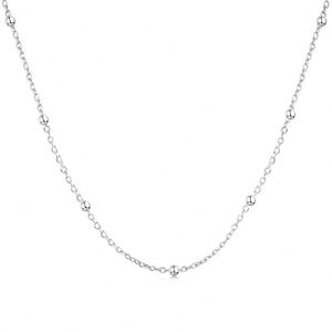 Cadena de Plata de Ley 925 Dylam Promise, Cadena de Bolas Apilables Lisas con Extensión y Etiqueta Personalizada, Cadena de Plata Básica Hecha a Medida - Product Image 1