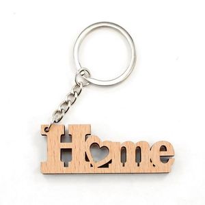 Welcome Home Keychain Wood New Home Keychain Gifts Homeowner Engraved Wooden Key Tag - Product Image 1