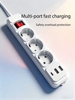 Enchufe Industrial Estándar Europeo con Toma de Corriente de 3/4 Salidas, Regleta de Alimentación Eléctrica con USB-C/A y Protección Contra Sobretensiones