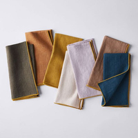 Serviettes en lin et chanvre 100% biologique avec logo personnalisé, sets de table à bords ondulés avec broderie artisanale festonnée, élégantes et tendance