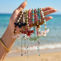 Collier de perles en pierres précieuses naturelles : Opale, Quartz Rose, Amazonite, Turquoise, avec pendentif sculpté Aigle