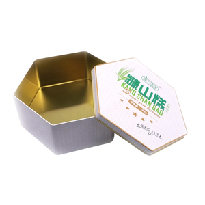 Customized Embossed Logo Eco-Friendly Recyclable Food Grade Metal Special Hexagonal Shape <strong>Tin</strong> Case High-End <strong>Biscuit</strong> <strong>Gift</strong> - Product Image 1