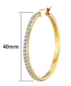 Pendientes de Aro Grandes de Acero Inoxidable con Circonita Cúbica y Diamantes para Mujer - Product Image 2