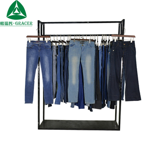 Nhà máy bị hư hỏng chặt chẽ siêu gầy tách cao eo <span class=keywords><strong>s</strong></span>ử dụng Womens jeans quần bán buôn quần áo kiện - Product Image 4