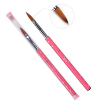 Pinceau à ongles de haute qualité incrusté de diamants, stylo en métal sculpté de cristaux, ensemble de pinceaux roses pour nail art, kit professionnel de pinceaux pour la conception d'ongles