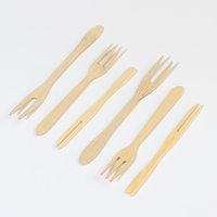 Fourchette en bambou naturel jetable pour fruits et aliments, idéale pour le camping