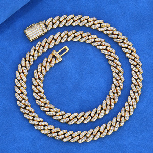 XIYUN <span class=keywords><strong>Cadena</strong></span> Cubana de Alta Calidad Estilo Hip Hop, 8mm de Ancho, Plata de Ley 925 con Moissanita Certificada IGI, Joyería de Lujo - Product Image 2