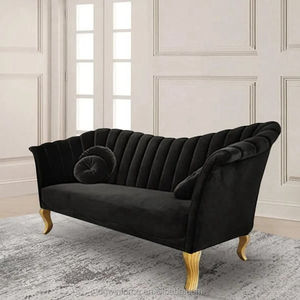 Nouveau canapé sectionnel classique en velours noir de style européen meubles de salon canapés de luxe 3 places - Product Image 3