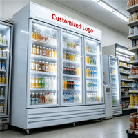 Réfrigérateur commercial pour boissons 980L, vitrine à trois portes vitrées, réfrigérant R290a, refroidisseur vertical