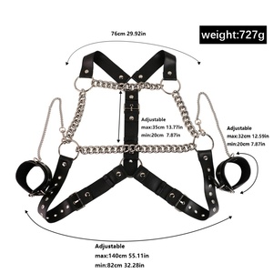 Juego de Bondage QKKQ, SM, Fetiche, Correa Ajustable para Atar a la Espalda, Cadena, Esposas, Juego de Bondage de Cuero para Cama, Juguetes de Bondage Masculinos - Product Image 3