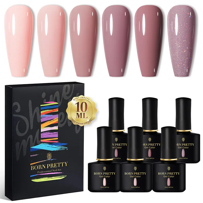 BORN PRETTY French Nature Pink Nude Gel Polish Set Camouflage Sheer Nude Gel Nail Polish Kit