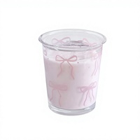 Vente en gros de tasses à lait en verre réutilisables, tasses à café en verre à paroi simple avec impression mignonne