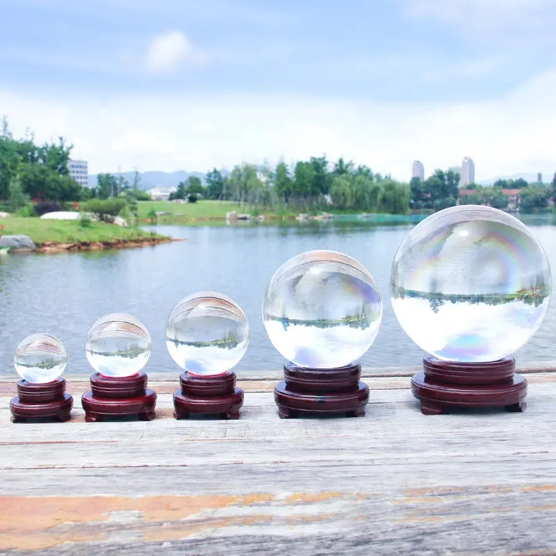 Wholesale Lensball crystal crafts 80mm glass balls with stand for photography clear Lensball K9 sphere crystal